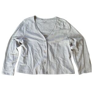 Escape by Habitat 100% Cotton Slub Knit V-Neck Cardigan Gray Womens M